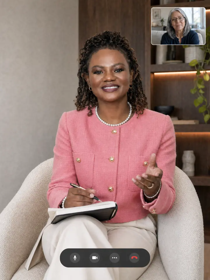Dr. Perpetua Ezeh-Aideyan meeting with a patient during a private video visit